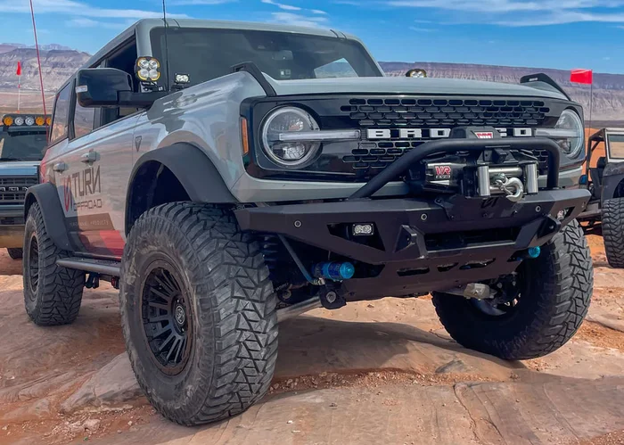 Turn Offroad Bronco Front Bumper Package: Bumper, Skid Plate, Winch Mount, Bull Bar