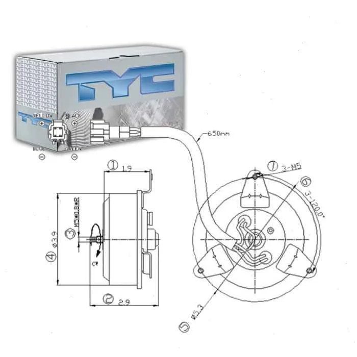 TYC Left Engine Cooling Fan Motor for 2003-2009 Nissan 350Z
