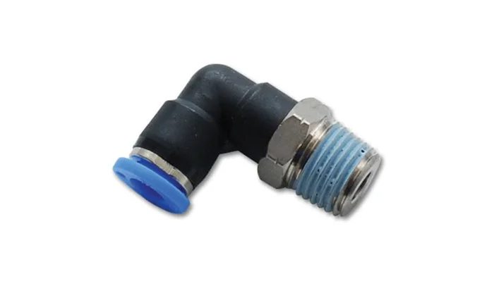 Vibrant Male Elbow Pneumatic Vacuum Fitting (1/4in NPT Thread) – for use with 3/8in(9.5mm) OD tubing