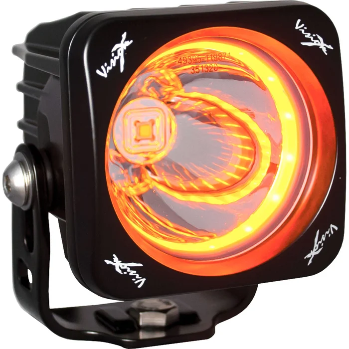 Vision X Lighting Kit of Two 3.0″ Optimus Amber Halo Series Prime Black 10-Watt LED Light 15 Degree Beam (Emark Certified With Dual Wire Harness) – 9917627