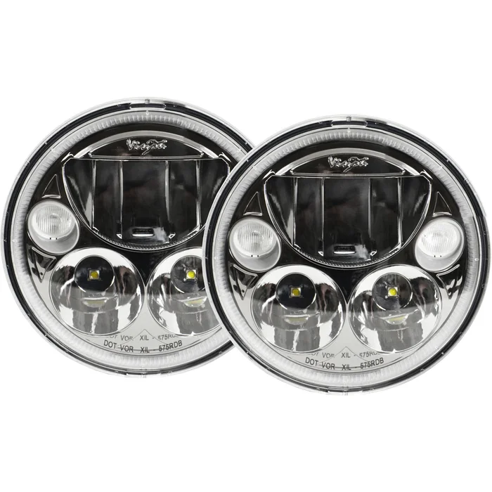Vision X Lighting Kit Of Two Black Chrome Face 5.75″ Round Vx Led Headlight W/ Low-High-Halo – 9895642