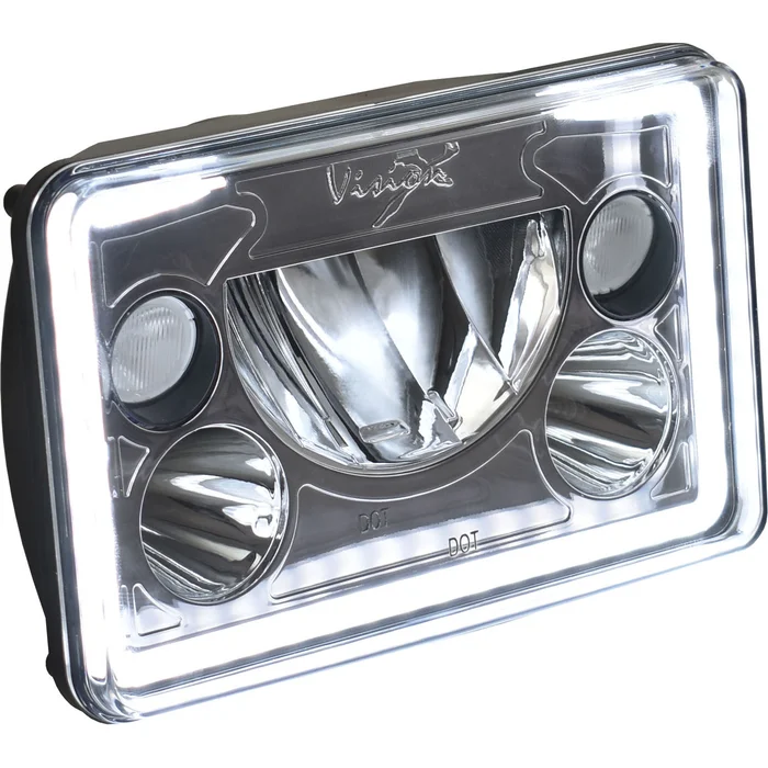 Vision X Lighting Single 4X6″ Rectangle Vx Black Chrome Face Led Headlight W/ Low-High-Halo – 9897813