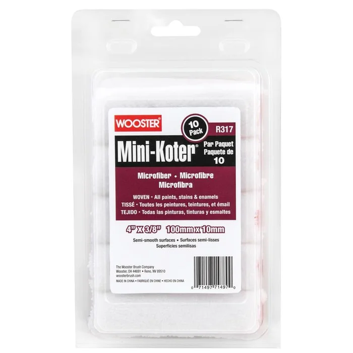 Wooster – R117-4 – Mini-Koter Microfiber 4 in. W X 3/8 in. Mini Paint Roller Cover 10 pk