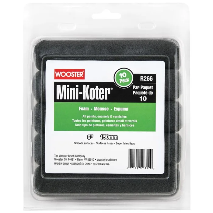 Wooster – R166-6 – Mini-Koter Foam 6 in. W Mini Paint Roller Cover 10 pk