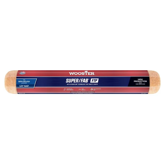 Wooster – RR924-18 – Super/Fab FTP Synthetic Blend 18 in. W x 1/2 in. Paint Roller Cover – 1/Pack