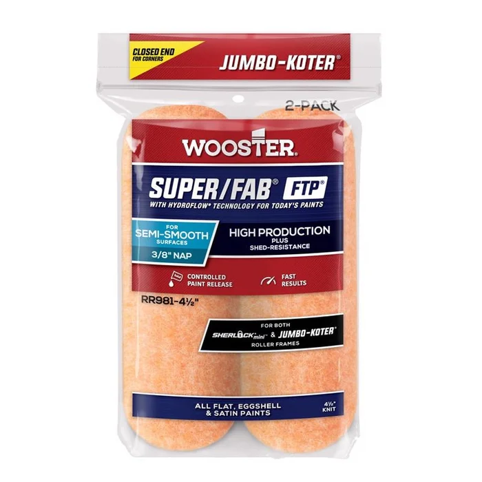 Wooster – RR981-41/2 – Super/Fab 4.5 in. W x 3/8 in. Paint Roller Cover – 2/Pack