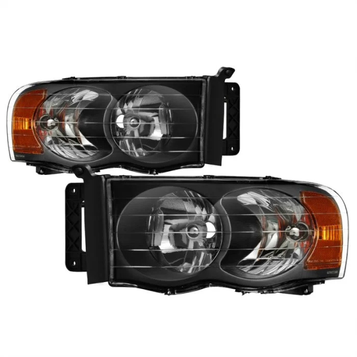 Xtune Dodge Ram 1500 02-05 Amber Crystal Headlights Black HD-JH-DR02-AM-BK – 5014313